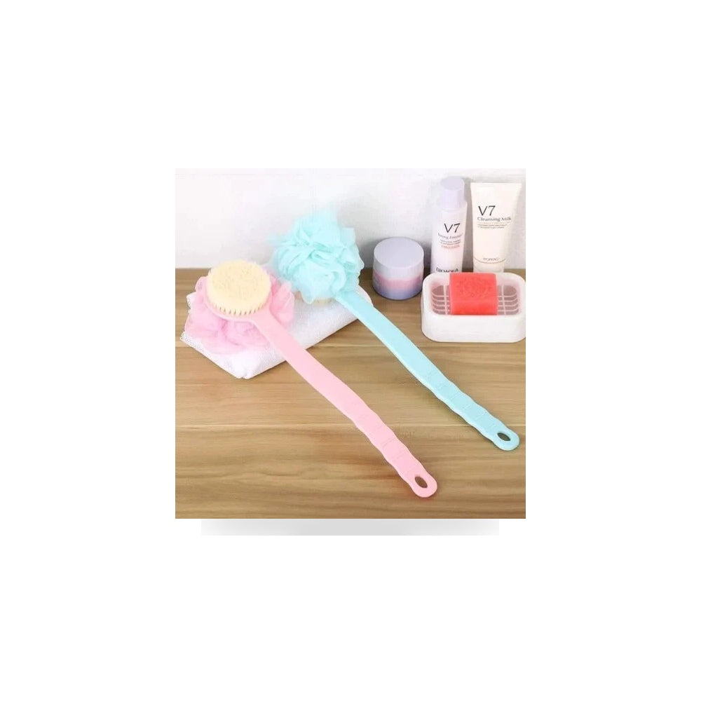 NUVIO Dual-Action Soft & Firm Bristle Spa Bath Brush with Long Handle