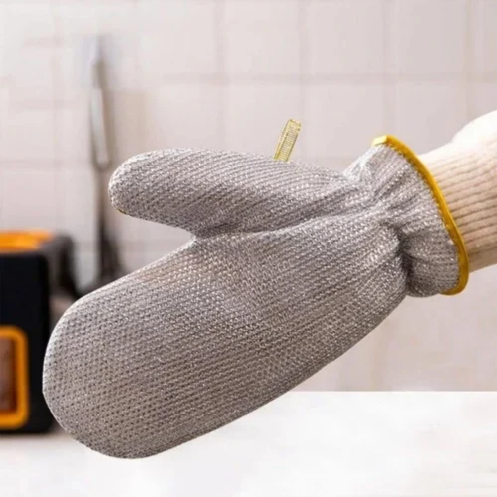 NUVIO Silver Wire Dishwashing & Scrubbing Cleaning Gloves (Waterproof)