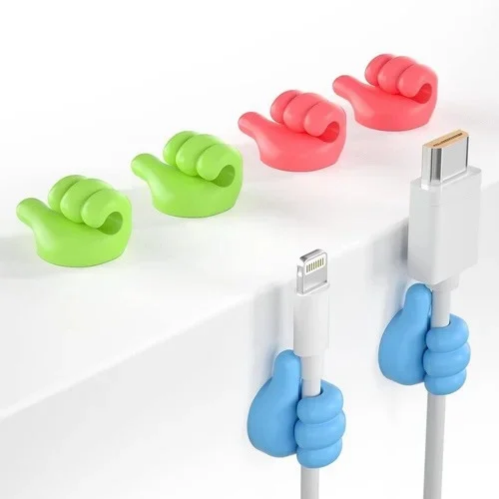 NUVIO Creative Silicone Thumb Cable Clip & Multipurpose Wall Hooks (Pack of 10)